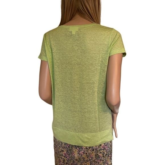 J. Jill Love Linen 100% V-Neck Top Tee Tank Shirt Lime Mint Green S Petite - Picture 6 of 16